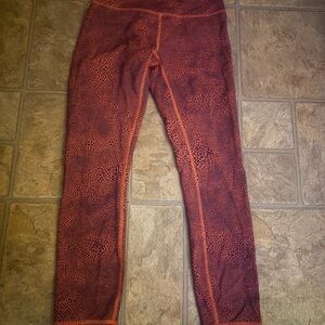 LULULEMON Orange and Red Patterned Leggings